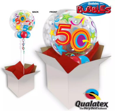 We Like To Party 50th Birthday Multicolour Bubble Balloon In A Box