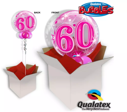 We Like To Party 60th Birthday Pink Bubble Balloon In A Box