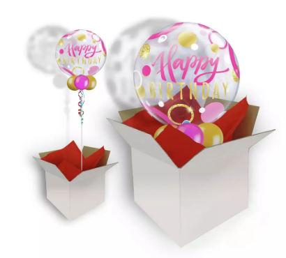 We Like To Party Birthday Pink & Gold Dots Bubble Balloon In A Box