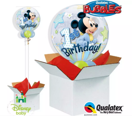 We Like To Party Mickey 1st Birthday Bubble Balloon In A Box