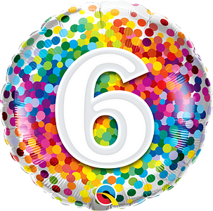 We Like To Party Rainbow Confetti Number Six 18″ (45cm) Foil Balloon