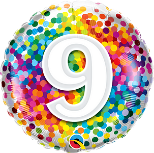 We Like To Party Rainbow Confetti Number Nine 18" (45cm) Foil Balloon