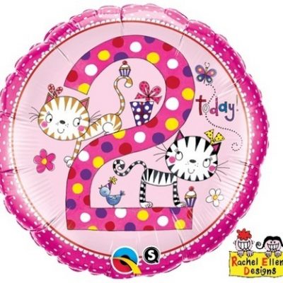We Like To Party Rachel Ellen Age 2 Kittens Birthday 18″ (45cm) Foil Balloon