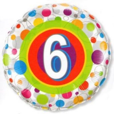 We Like To Party Age 6 Colourful Dots 18″ (45cm) Foil Balloon