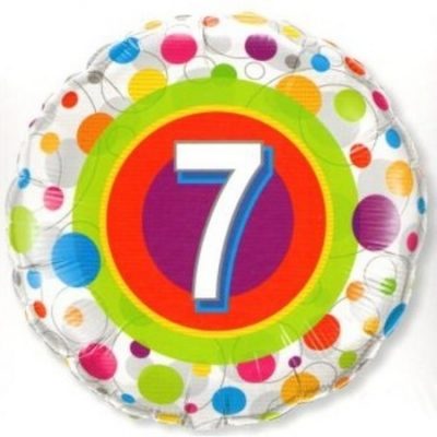 We Like To Party Age 7 Colourful Dots 18″ (45cm) Foil Balloon