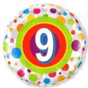 We Like To Party Age 9 Colourful Dots 18″ (45cm) Foil Balloon