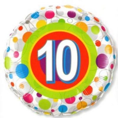 We Like To Party Age 10 Colourful Dots 18″ (45cm) Foil Balloon