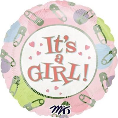 We Like To Party It's A Girl Dots & Pins 18″ (45cm) Foil Balloon