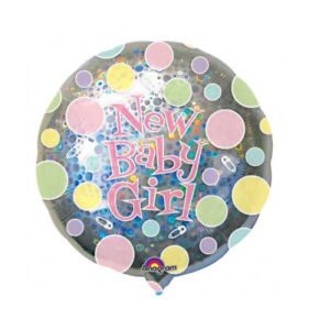 We Like To Party New Baby Girl Holographic 18″ (45cm) Foil Balloon