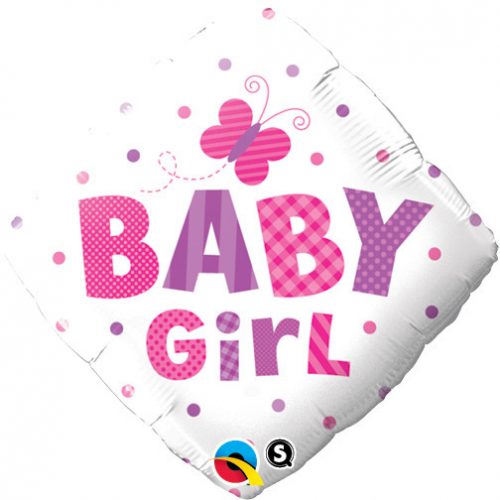 We Like To Party Baby Girl Dots & Butterflies 18″ (45cm) Foil Balloon