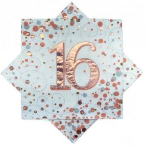 We Like To Party Sparkling Fizz Rose Gold 16th Birthday Napkins 16pk