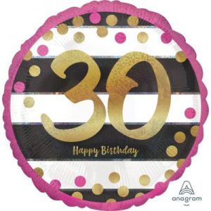 We Like To Party Holographic Pink and Gold 30th Birthday 45cm Foil Balloon