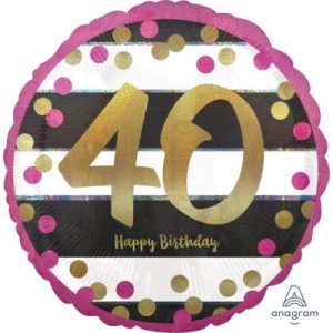 We Like To Party Holographic Pink and Gold 40th Birthday 45cm Foil Balloon