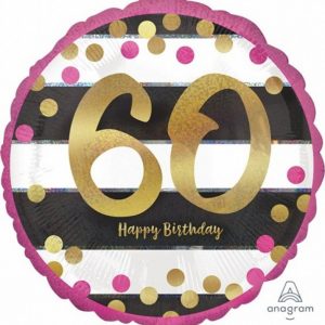 We Like To Party Holographic Pink and Gold 60th Birthday 45cm Foil Balloon