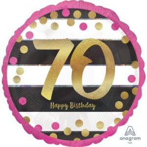 We Like To Party Holographic Pink and Gold 70th Birthday 45cm Foil Balloon