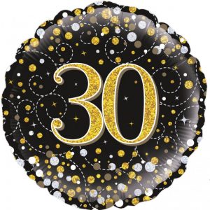 We Like To Party Holographic 30th Birthday Black and Gold 45cm Foil Balloon