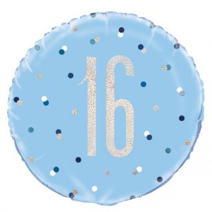 We Like To Party Prismatic Blue & Silver 16th Birthday 45cm Foil Balloon