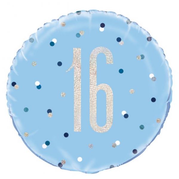 We Like To Party Prismatic Blue & Silver 16th Birthday 45cm Foil Balloon